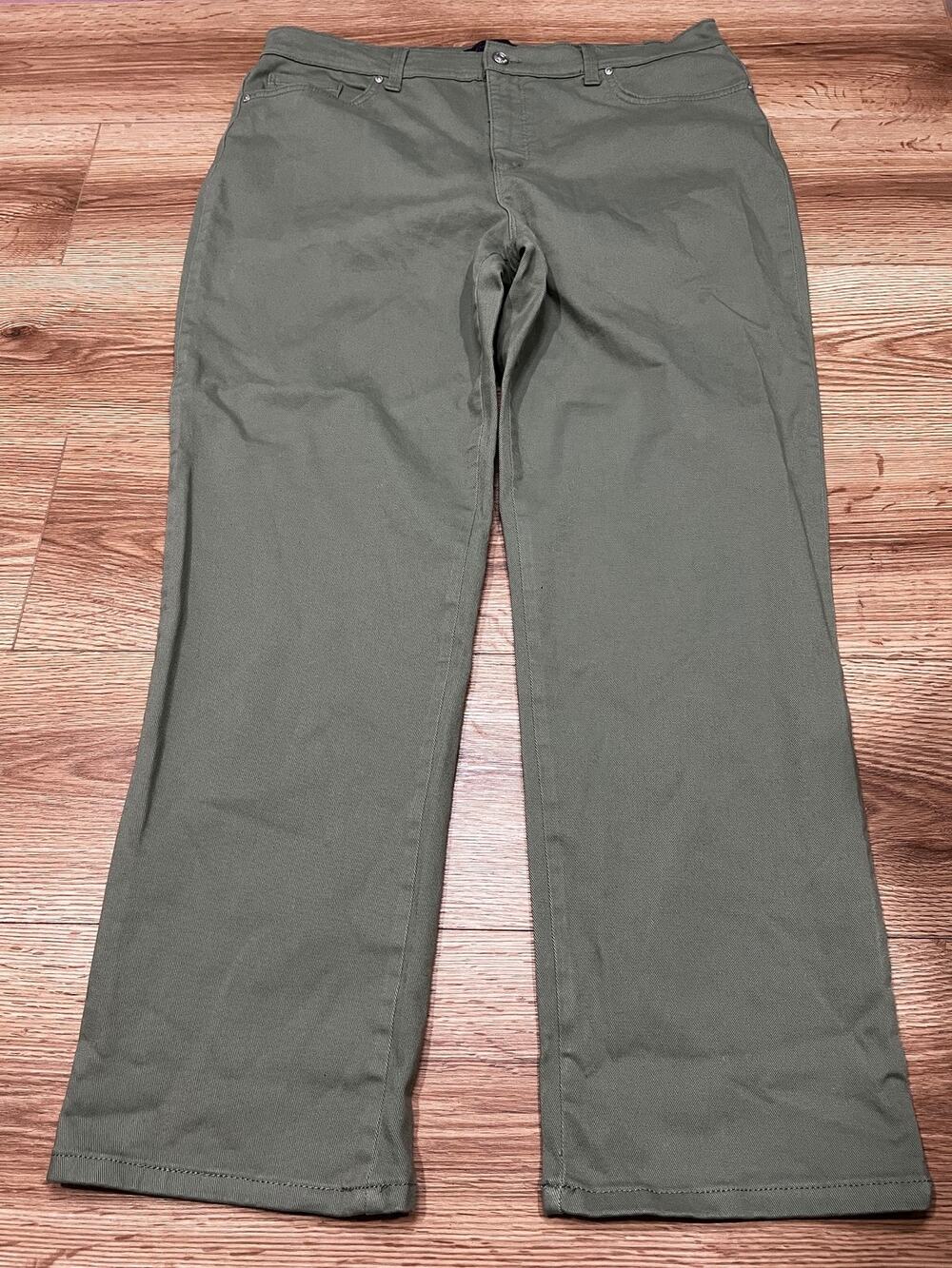 Gloria Vanderbilt Amanda Womens Olive Green Wide Leg Pants Size 16S (A82)